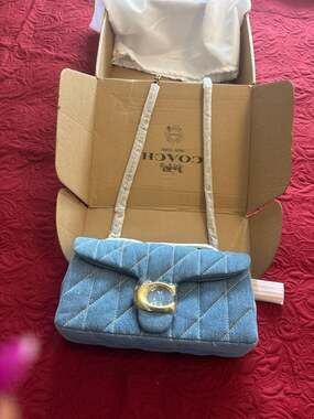 Coach Quilted Denim Tabby Shoulder Bag 26 with Brass Hardware